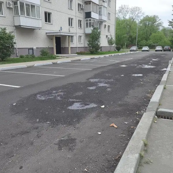 Уборка парковки у жилого дома - до уборки
